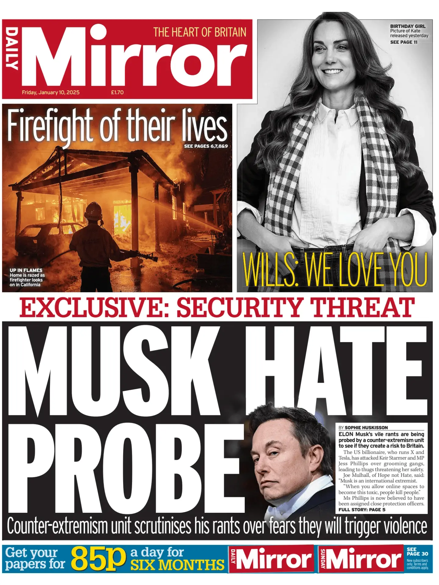 Prima-pagina-Daily Mirror-edizione-di-oggi-10-01-2025